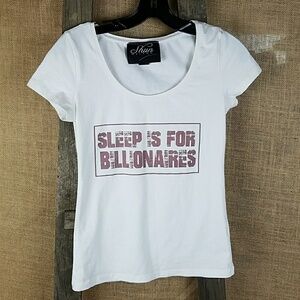 3/$24 Shun Melson S white printed t-shirt "Sleep